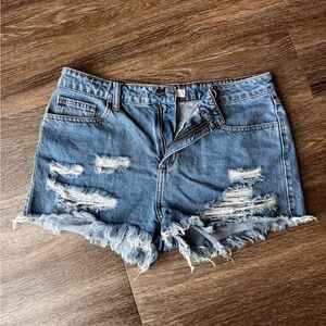 Cello Blue Distressed Jean Shorts